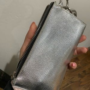 Silver vintage ring clutch/wristlet